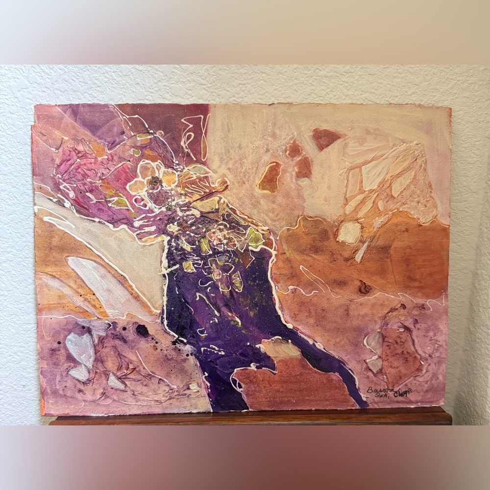 Abstract Painted Mixed Media Artwork
